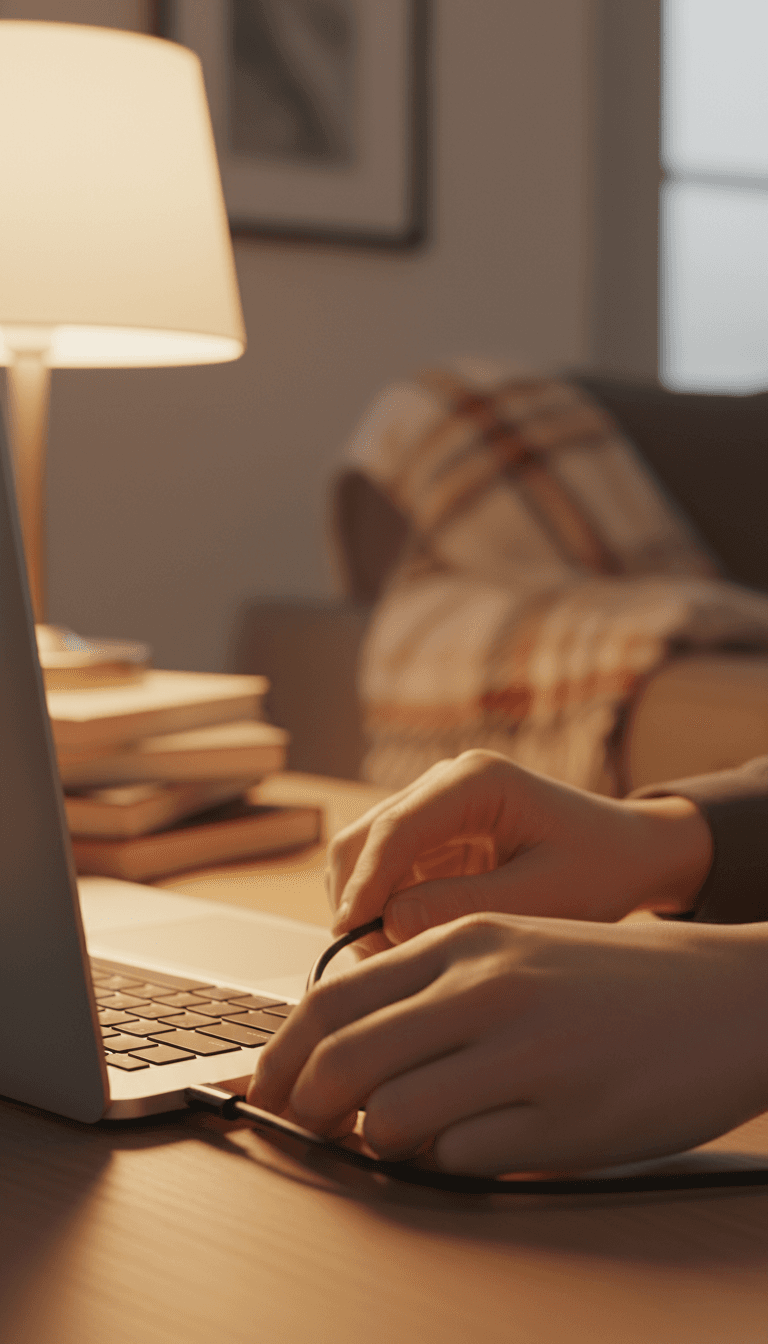 Professional IT technician working on a computer in a home office